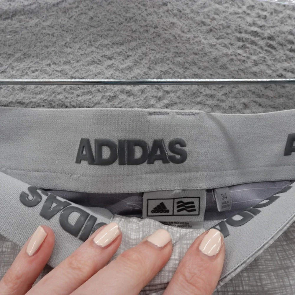 Adidas Performance Golf Shorts Size 34x10 Gray Plaid‎ Mens Lightweight Stretch